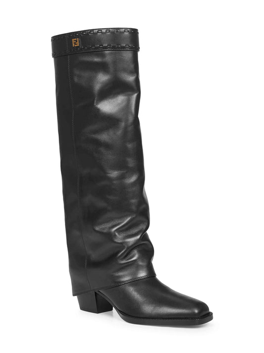 Black leather Fendi Show boots