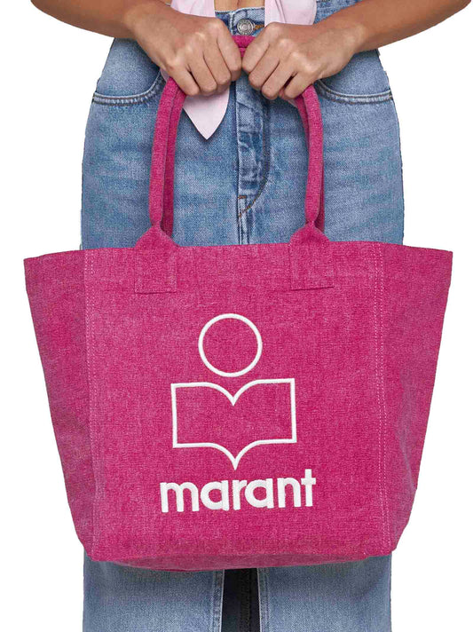 Borsa Small Yenky in cotone effetto sbiadito con logo