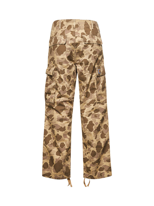 Pantaloni Regular Cargo in twill stampato beige