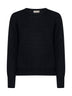 Crew-neck sweater in black virgin wool