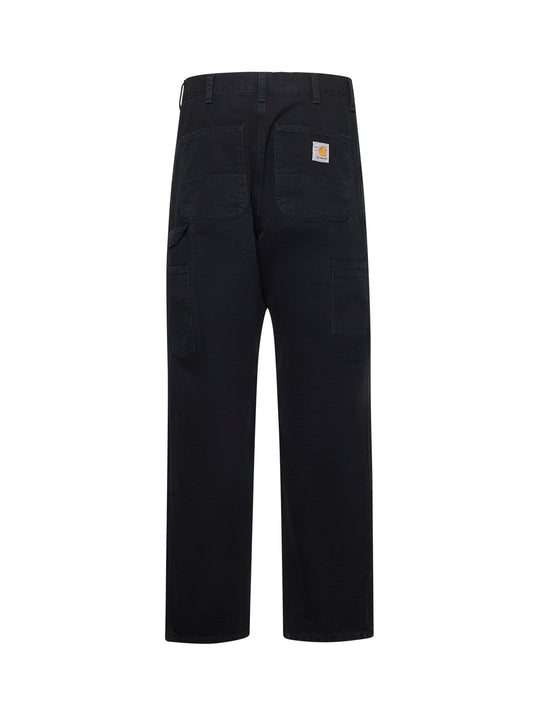 Black cotton canvas Double Knee jeans