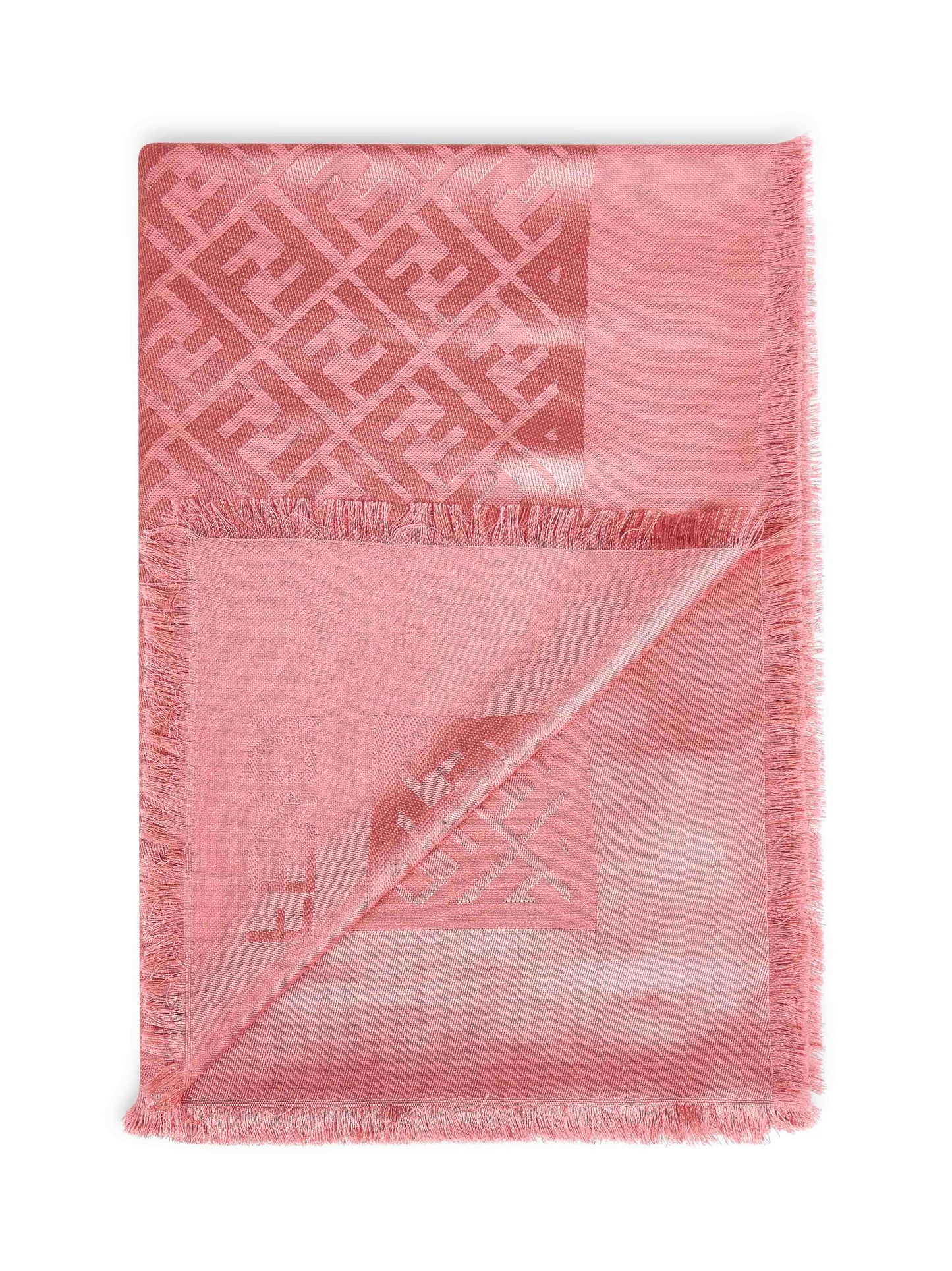 Scialle FF in seta e lana rosa