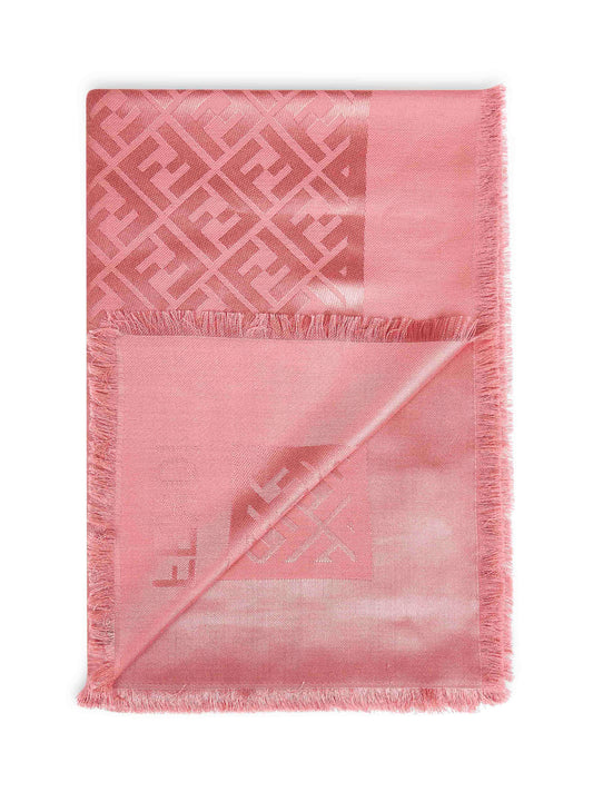 Scialle FF in seta e lana rosa