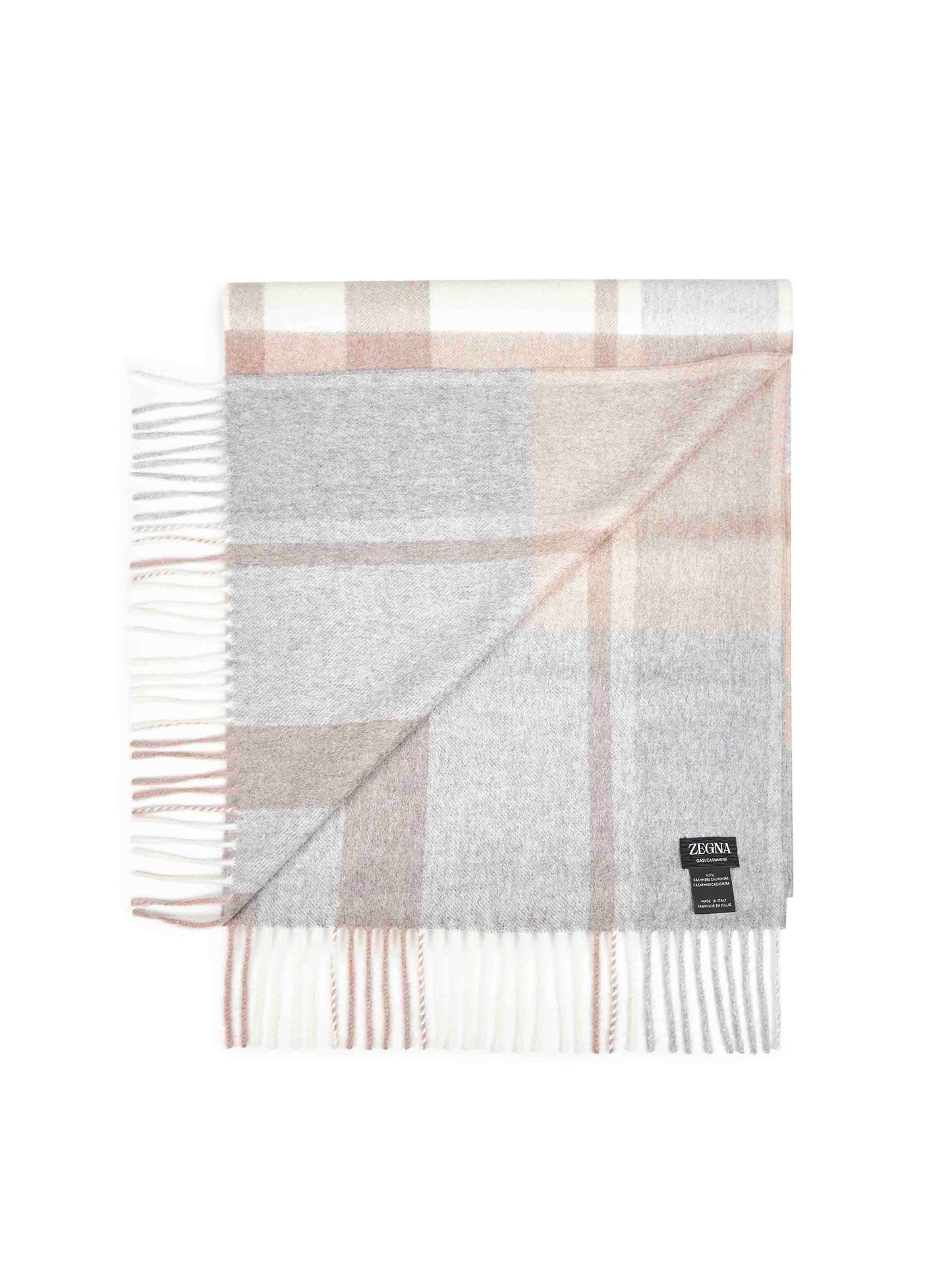 Beige checked Oasi Cashmere scarf
