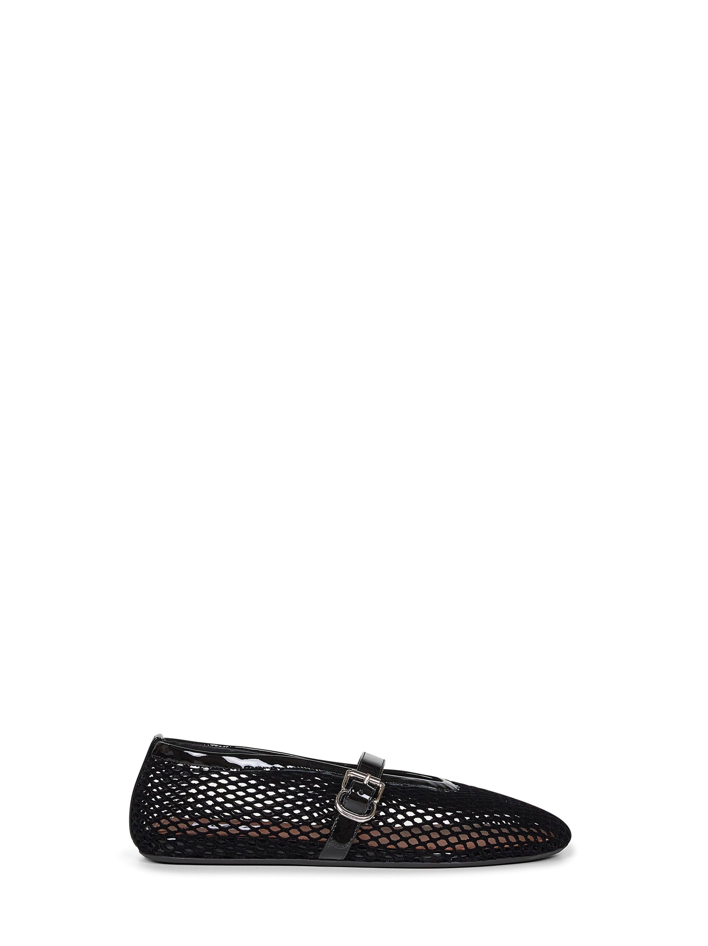 Black velvet-effect fishnet ballet flats