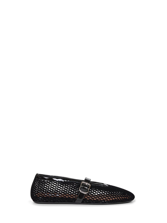 Ballerine flat in rete effetto velluto nero