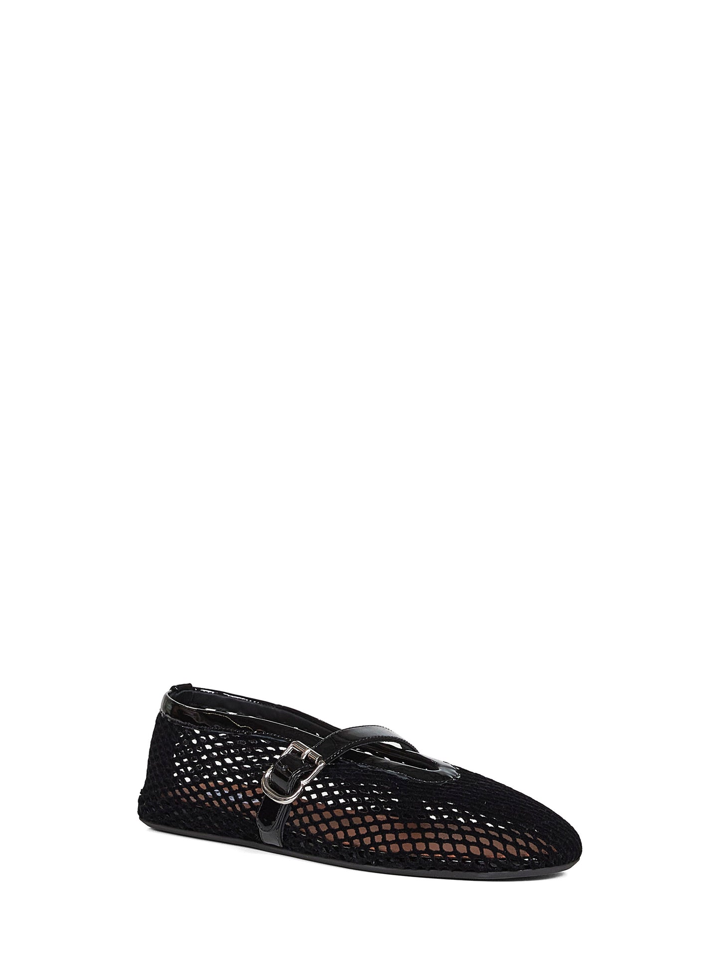 Black velvet-effect fishnet ballet flats