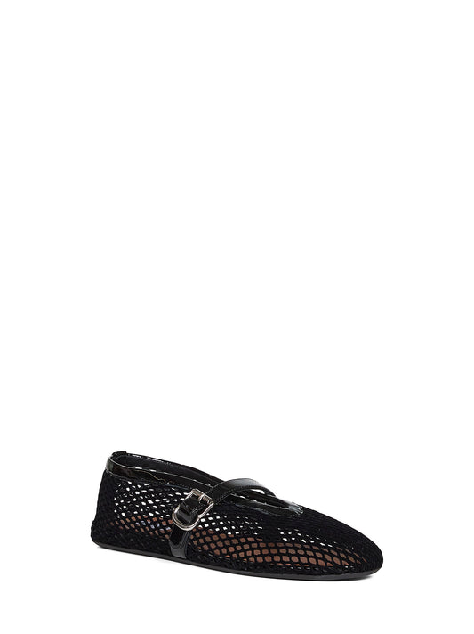Ballerine flat in rete effetto velluto nero