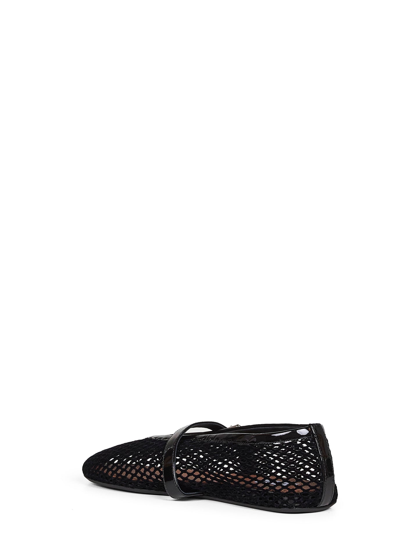 Black velvet-effect fishnet ballet flats