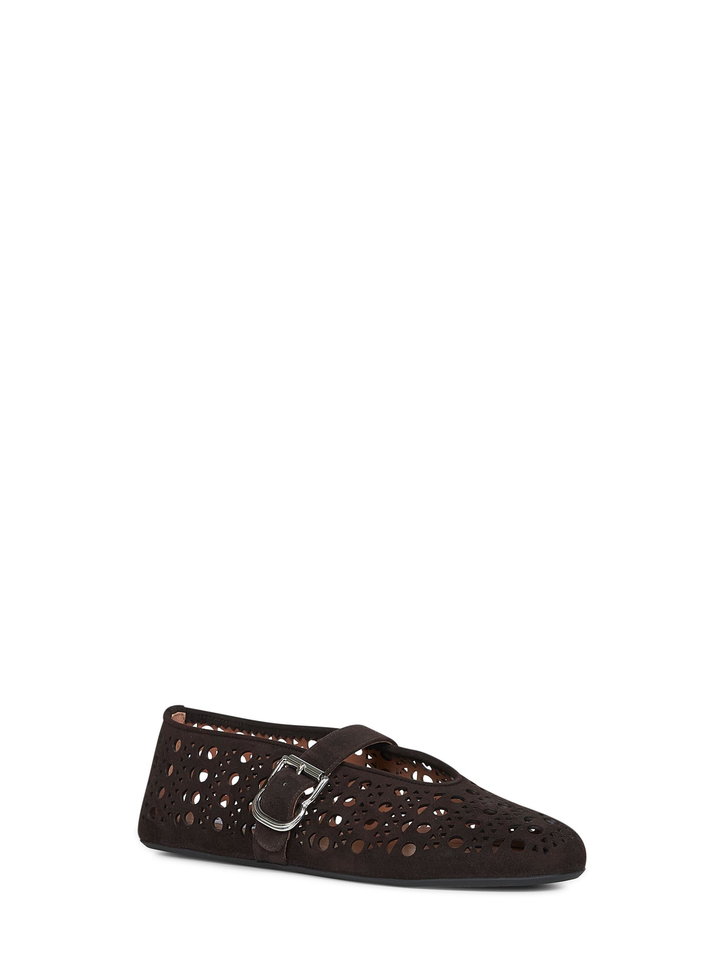 Ballerine flat Vienne in pelle scamosciata marrone<BR/>