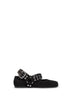 Ballerine Flat Biker in pelle scamosciata nera<BR/>