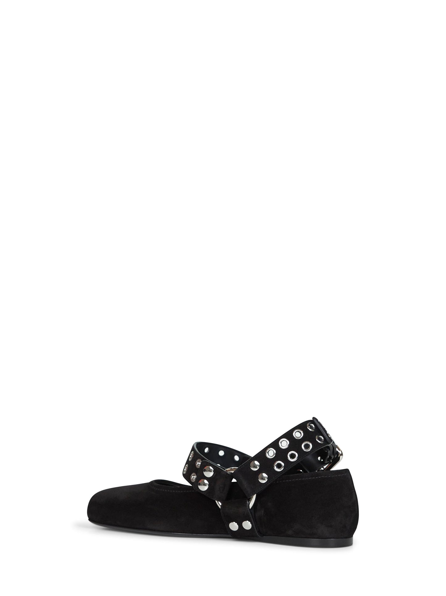 Ballerine Flat Biker in pelle scamosciata nera<BR/>