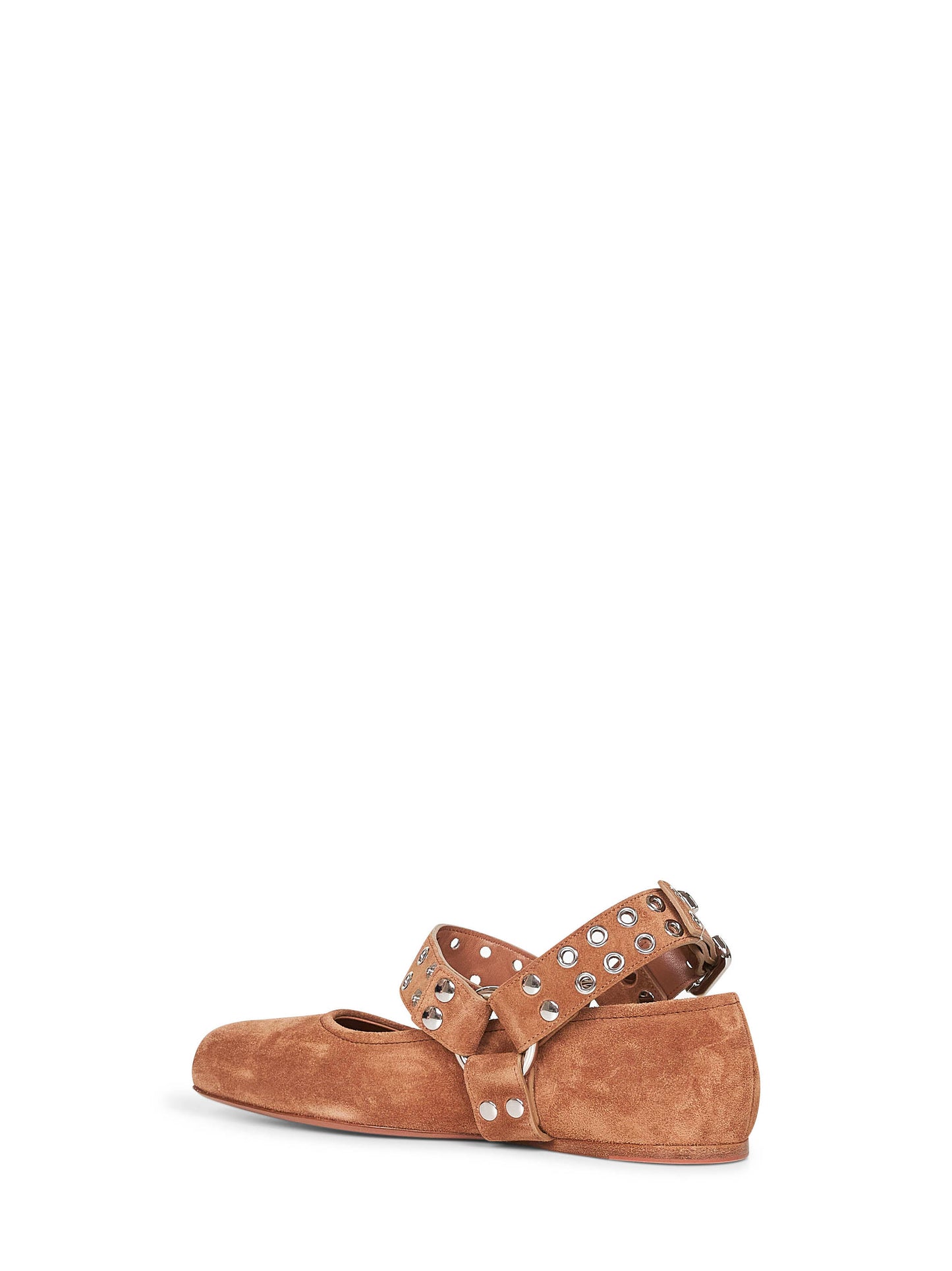 Brown suede Flat Biker ballet flats