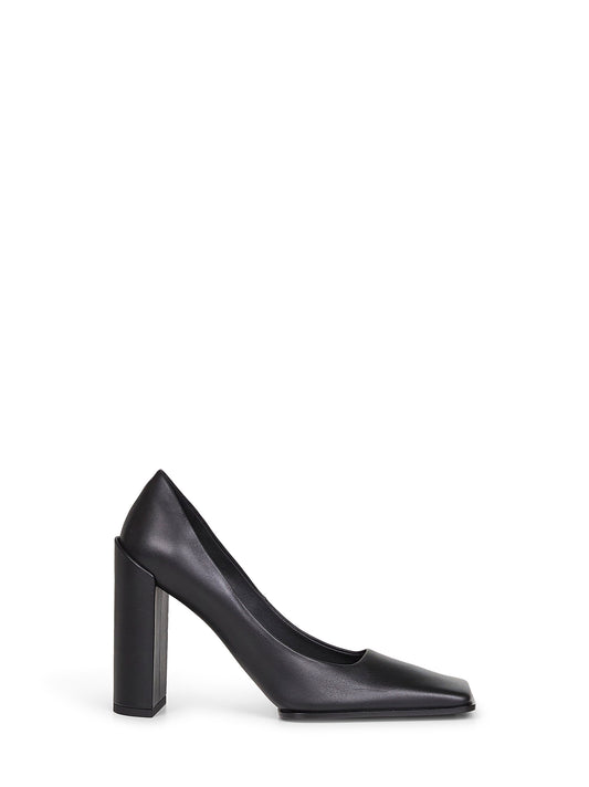 Black leather Square pumps