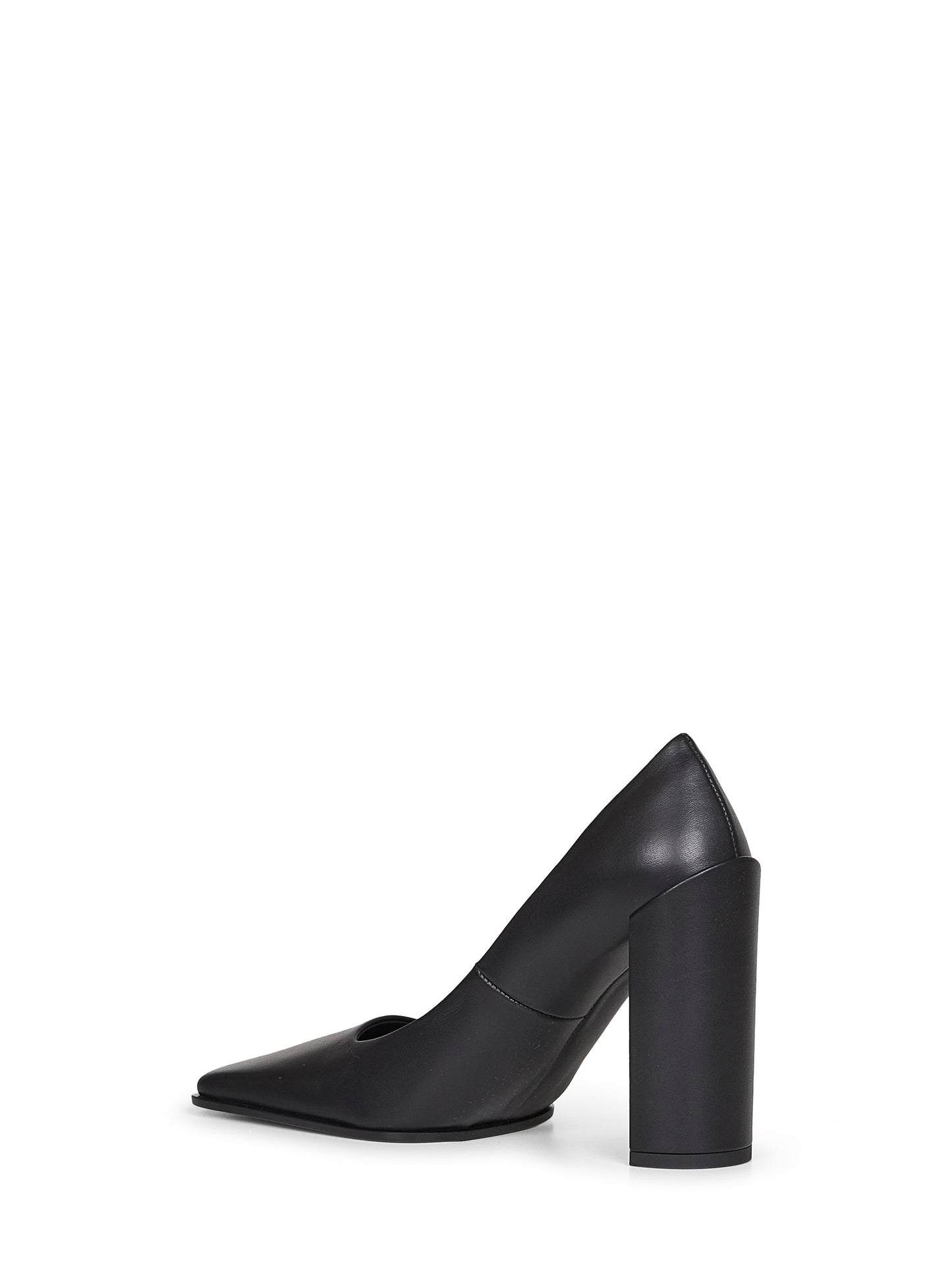Black leather Square pumps