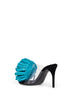 Asymmetric sandals with large 3-D leather flower