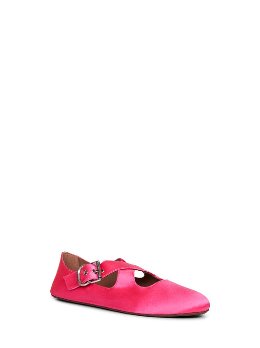 Fuchsia satin Flat criss cross ballet flats