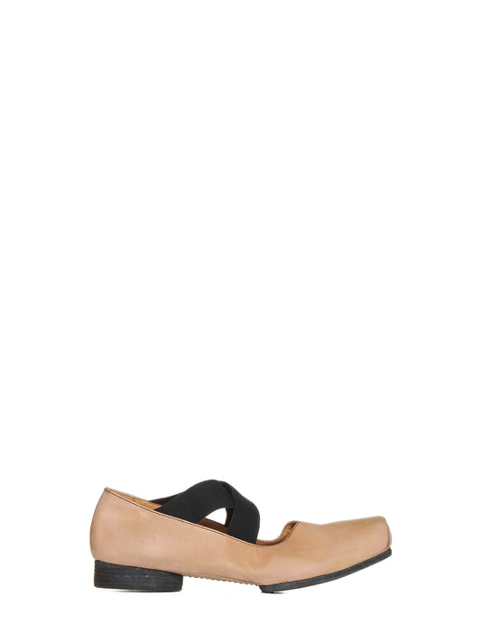 Leather ballerina flats with 23 mm square toe