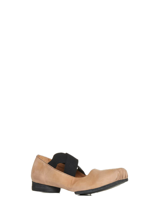 Leather ballerina flats with 23 mm square toe