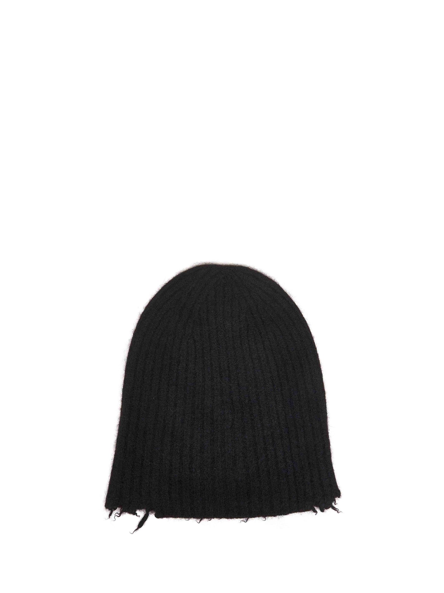 Berretto marbido in maglia di cashmere a coste nero