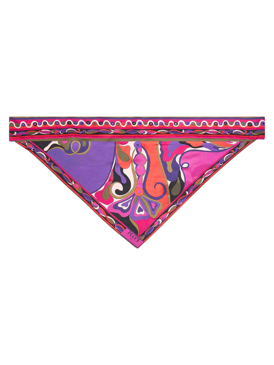 Orchidee print silk twill triangle scarf