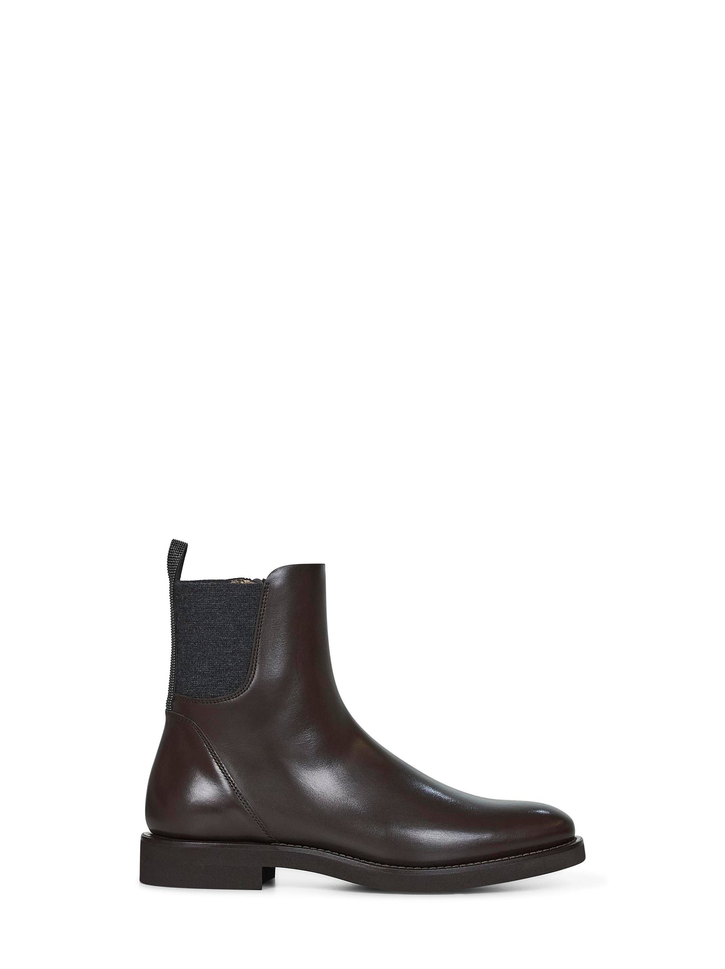Brown leather Chelsea boots with monili