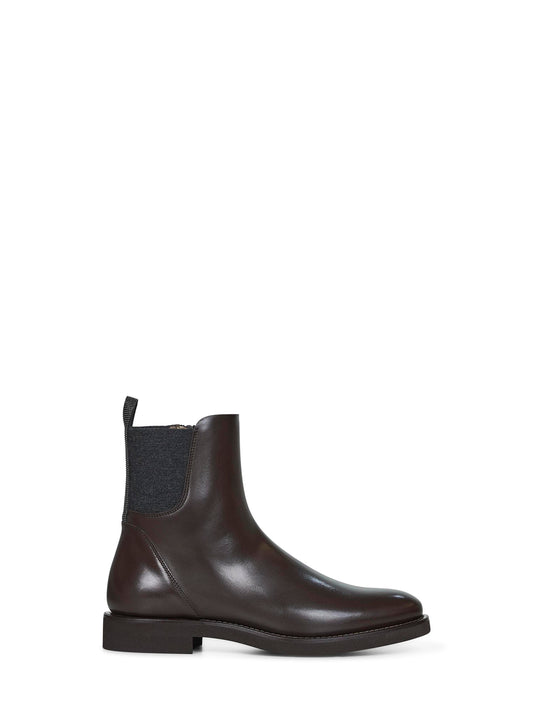 Stivaletti Chelsea in pelle marrone con monile