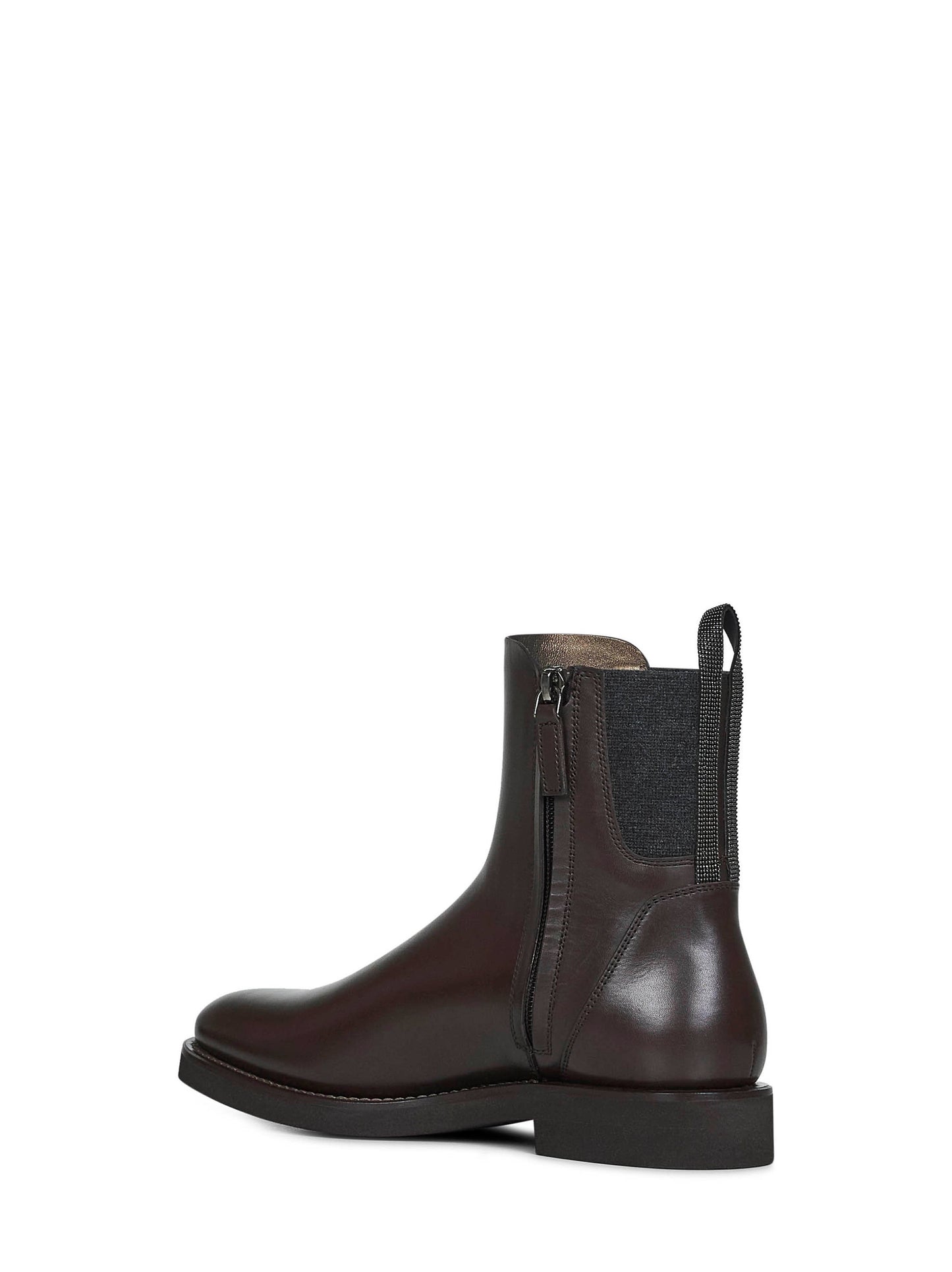 Brown leather Chelsea boots with monili
