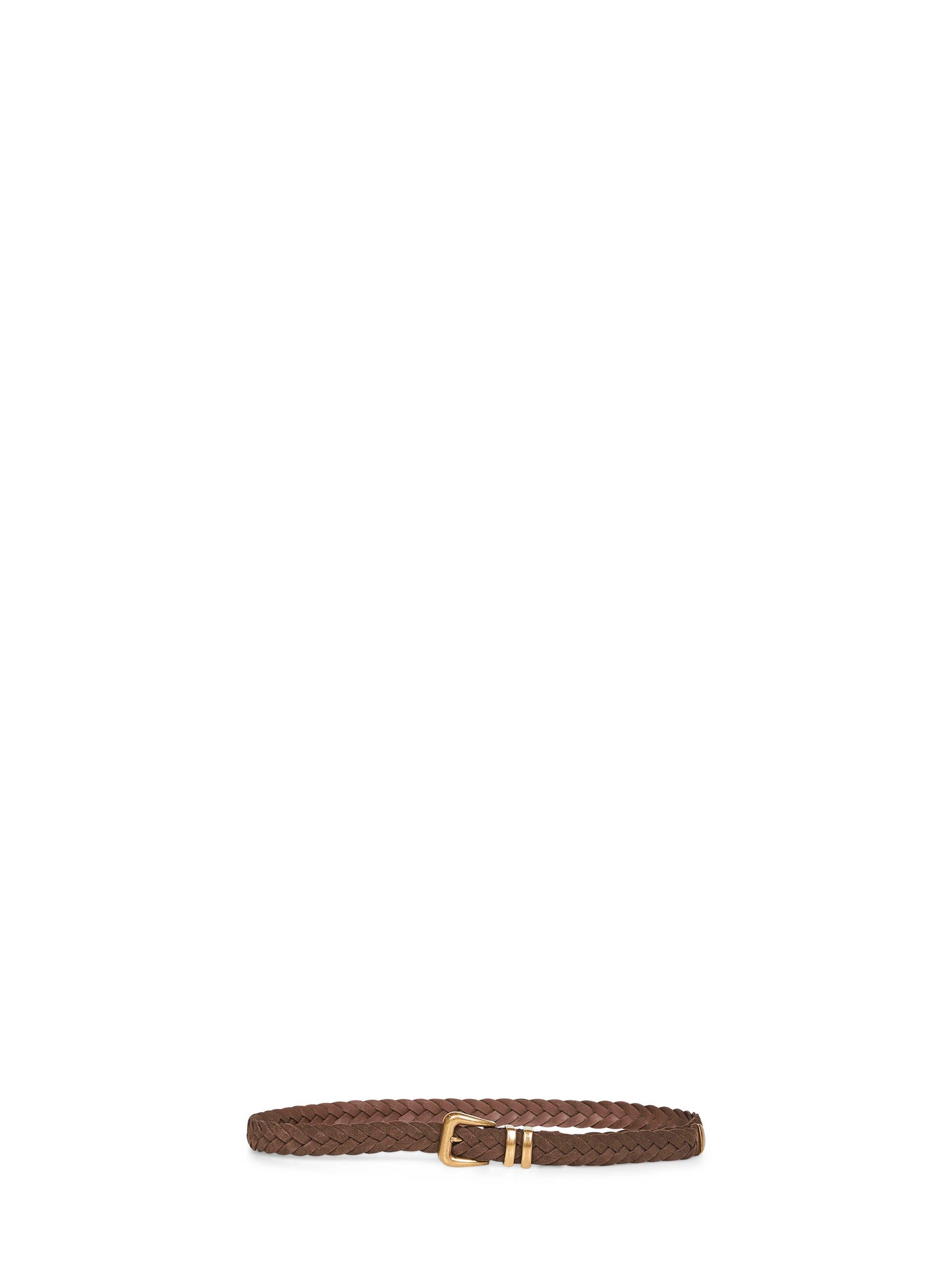 Cintura in vitello rovesciato intrecciato marrone