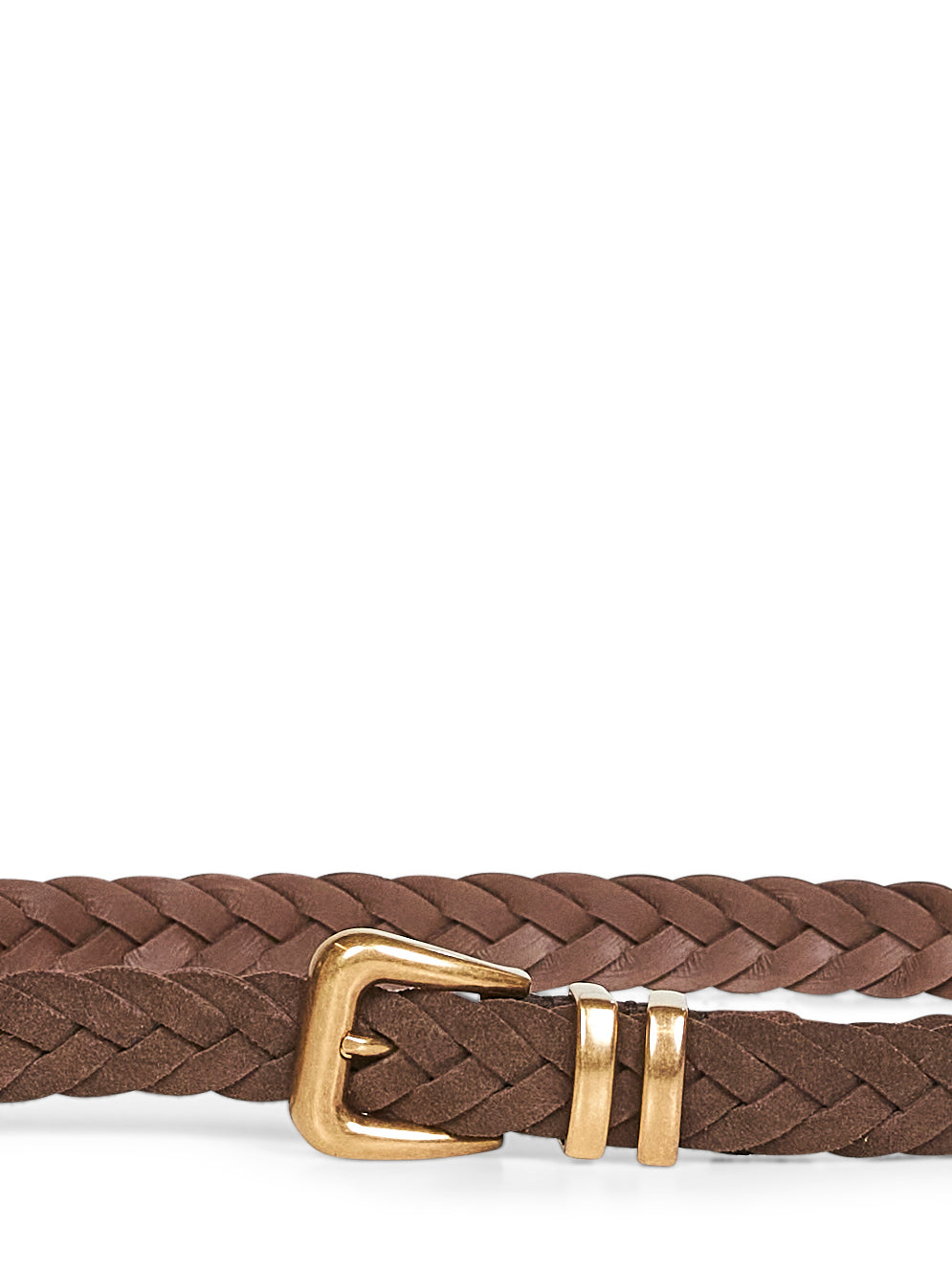 Cintura in vitello rovesciato intrecciato marrone