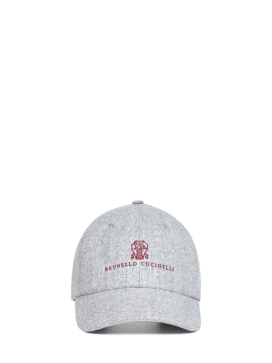 Cappello Baseball in flanella grigia con ricamo
