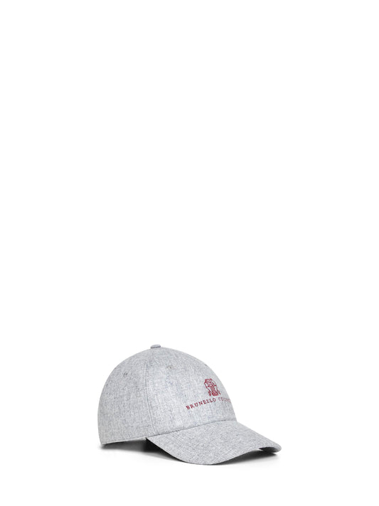 Cappello Baseball in flanella grigia con ricamo
