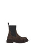 Brown suede embroidered ankle boots