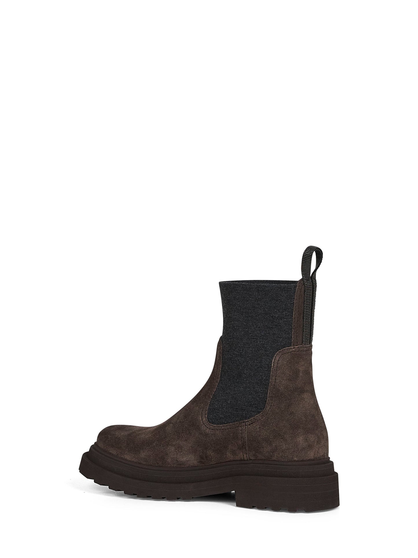 Brown suede embroidered ankle boots