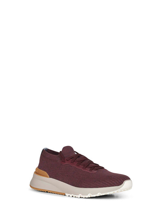 Runners in maglia e pelle bordeaux