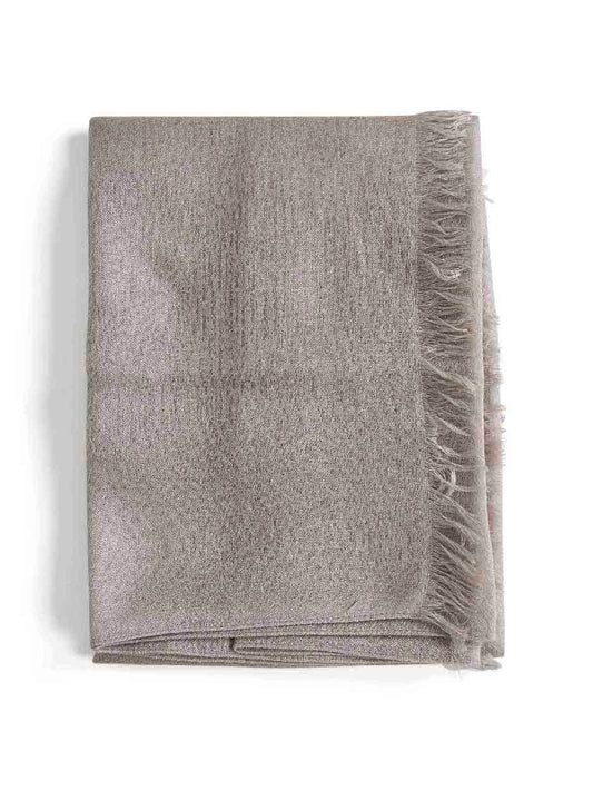 Taupe cashmere and silk scarf