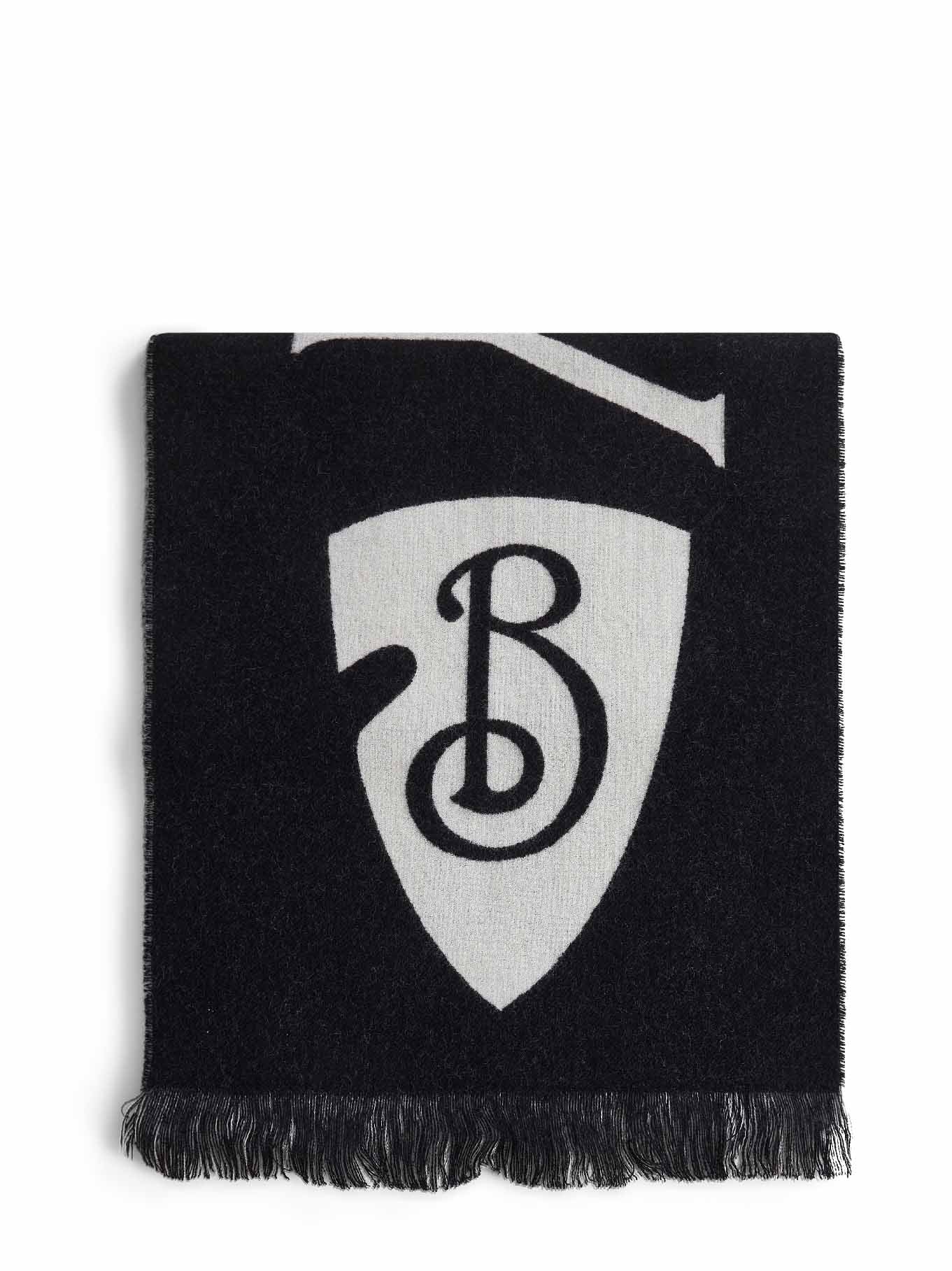 Sciarpa reversibile in lana nera e bianca