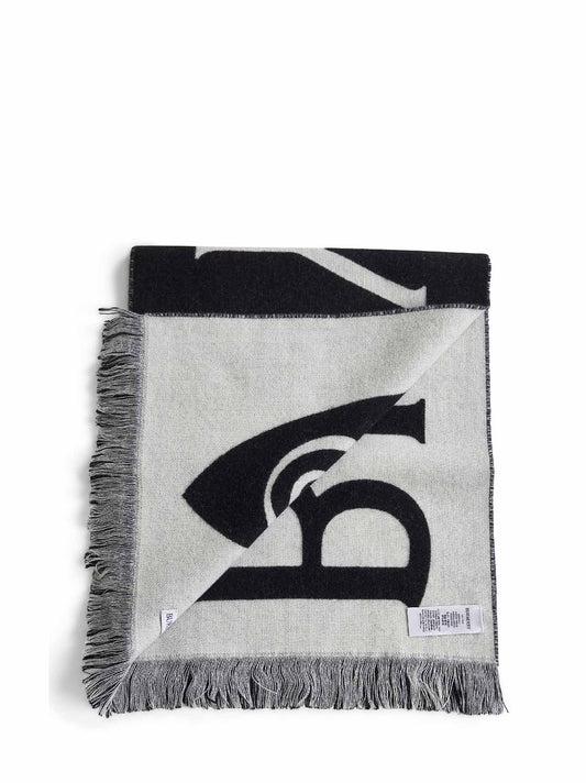 Black and white wool reversible scarf