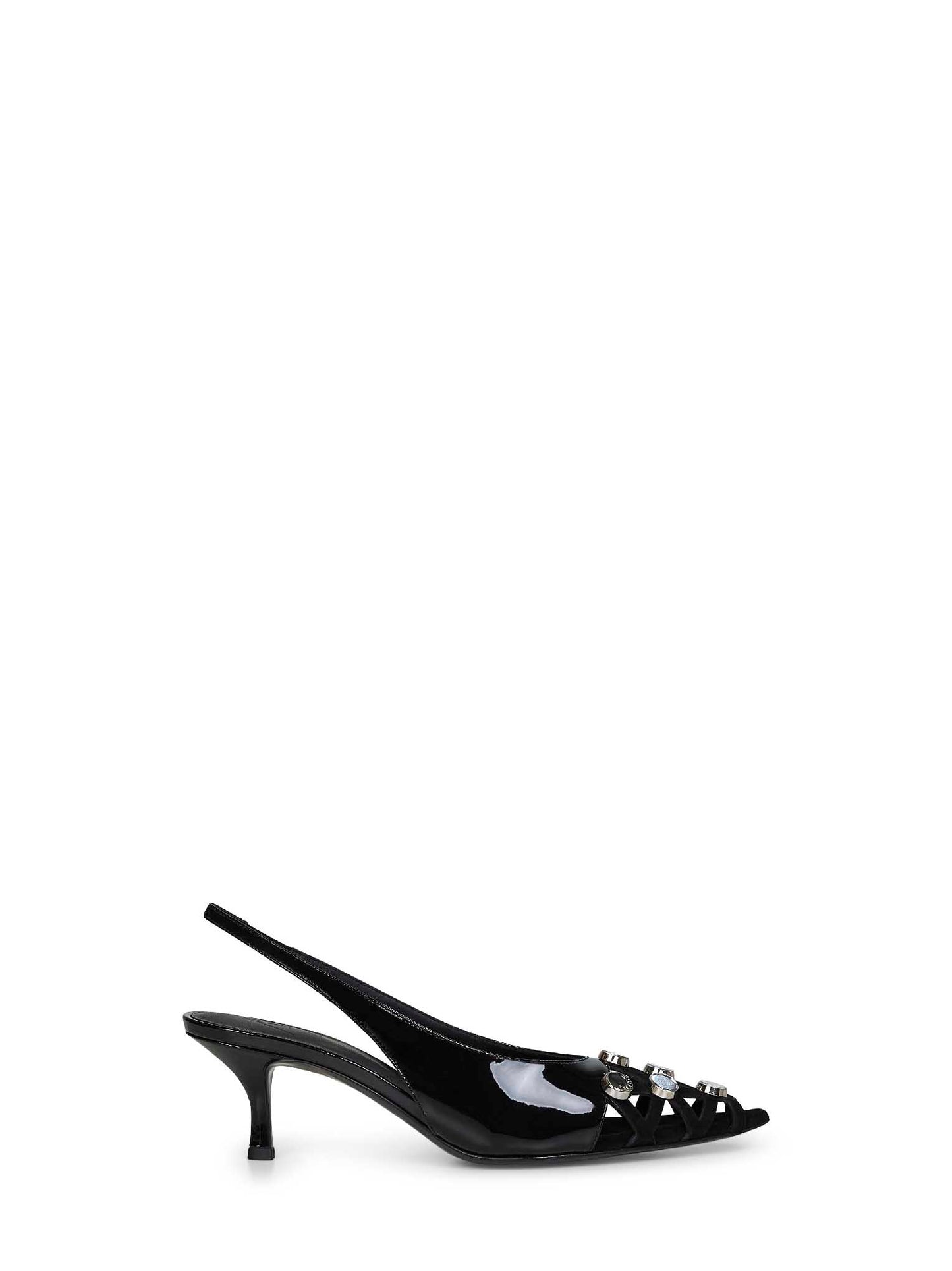 Black patent leather and suede '"Fiona'" slingback pumps