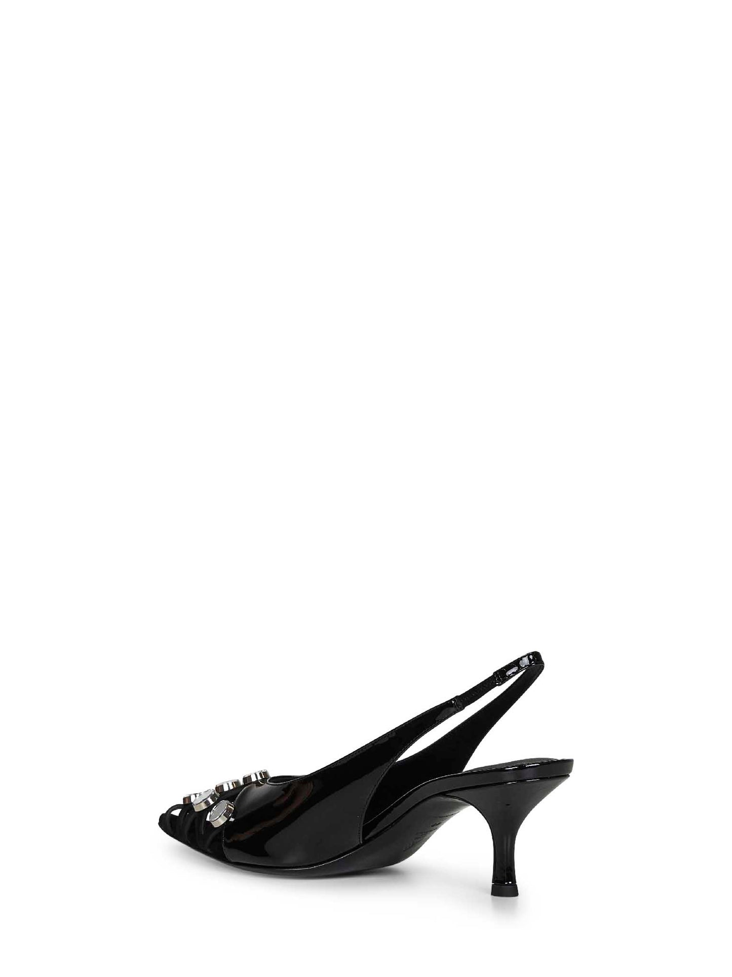 Black patent leather and suede '"Fiona'" slingback pumps