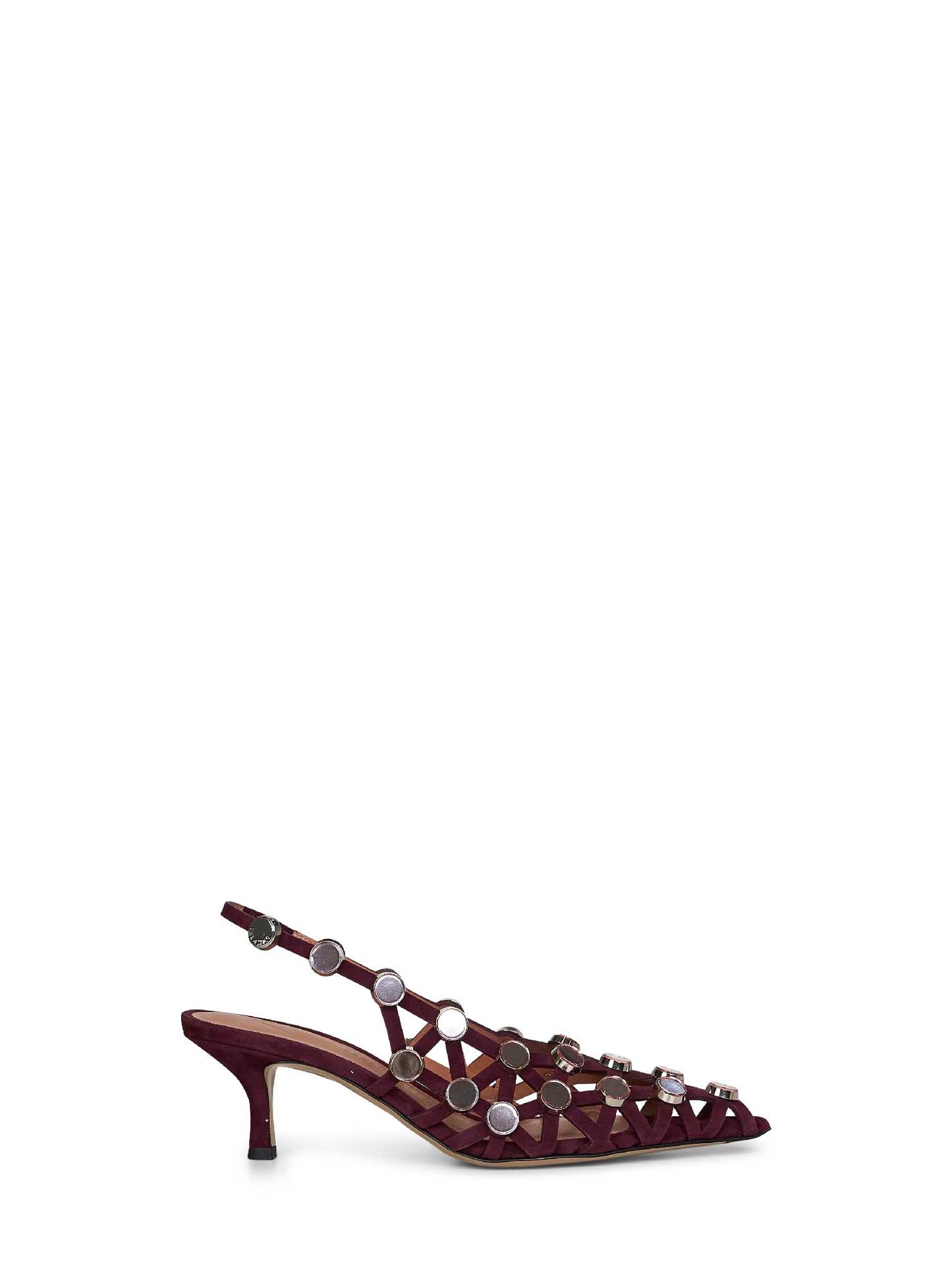 Burgundy suede "Grid" slingback pumps