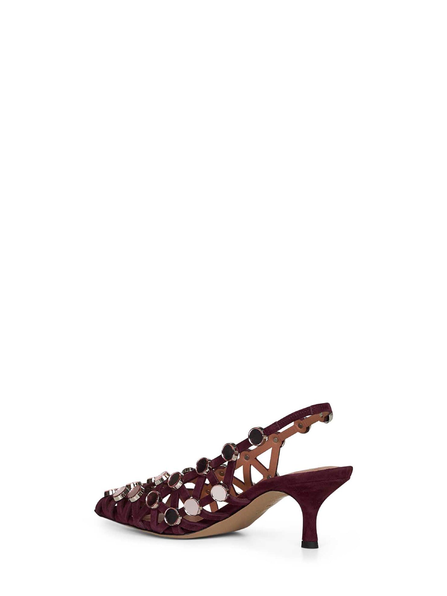 Burgundy suede "Grid" slingback pumps