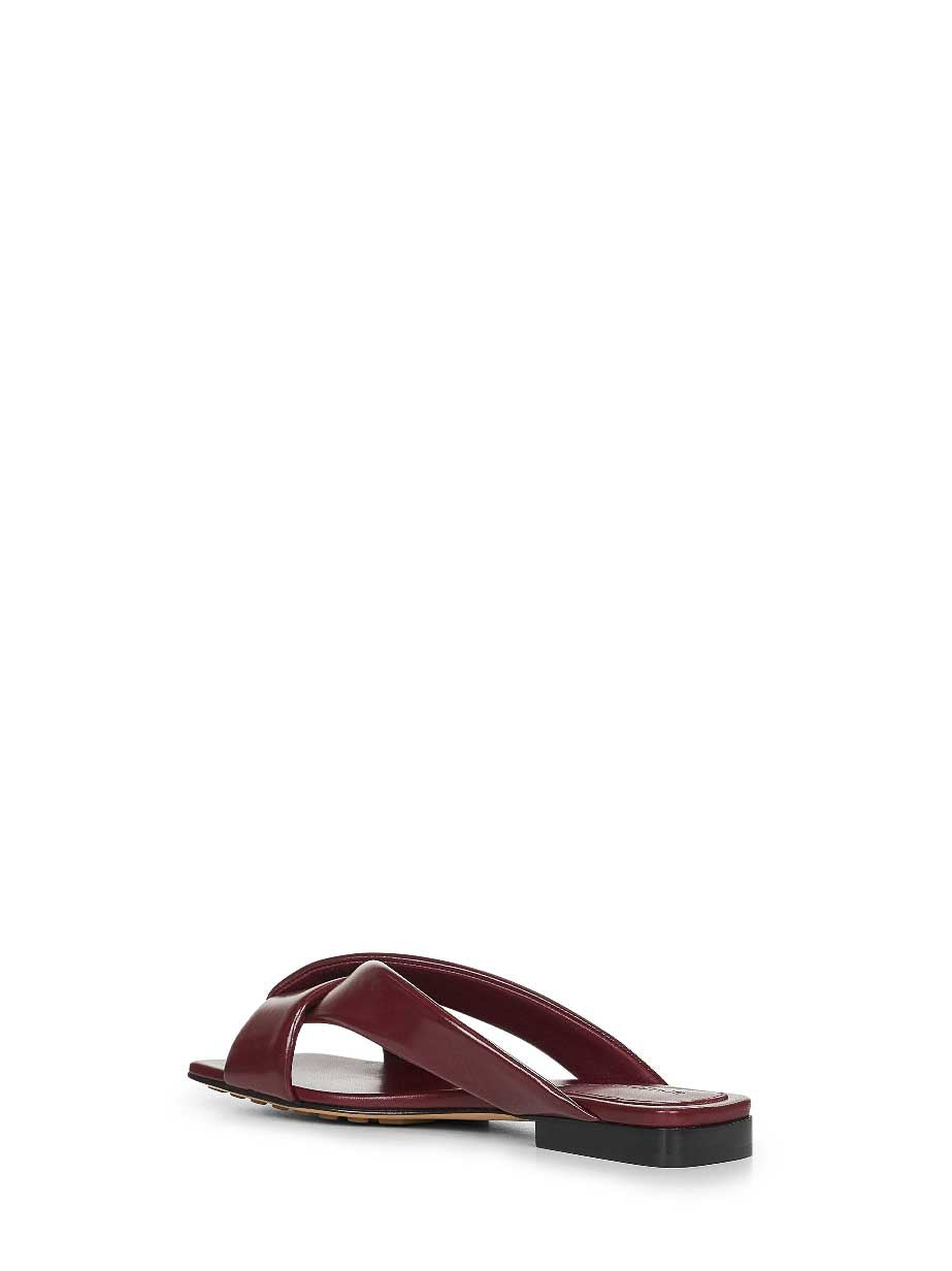 Burgundy shiny calf leather Riva flat mules