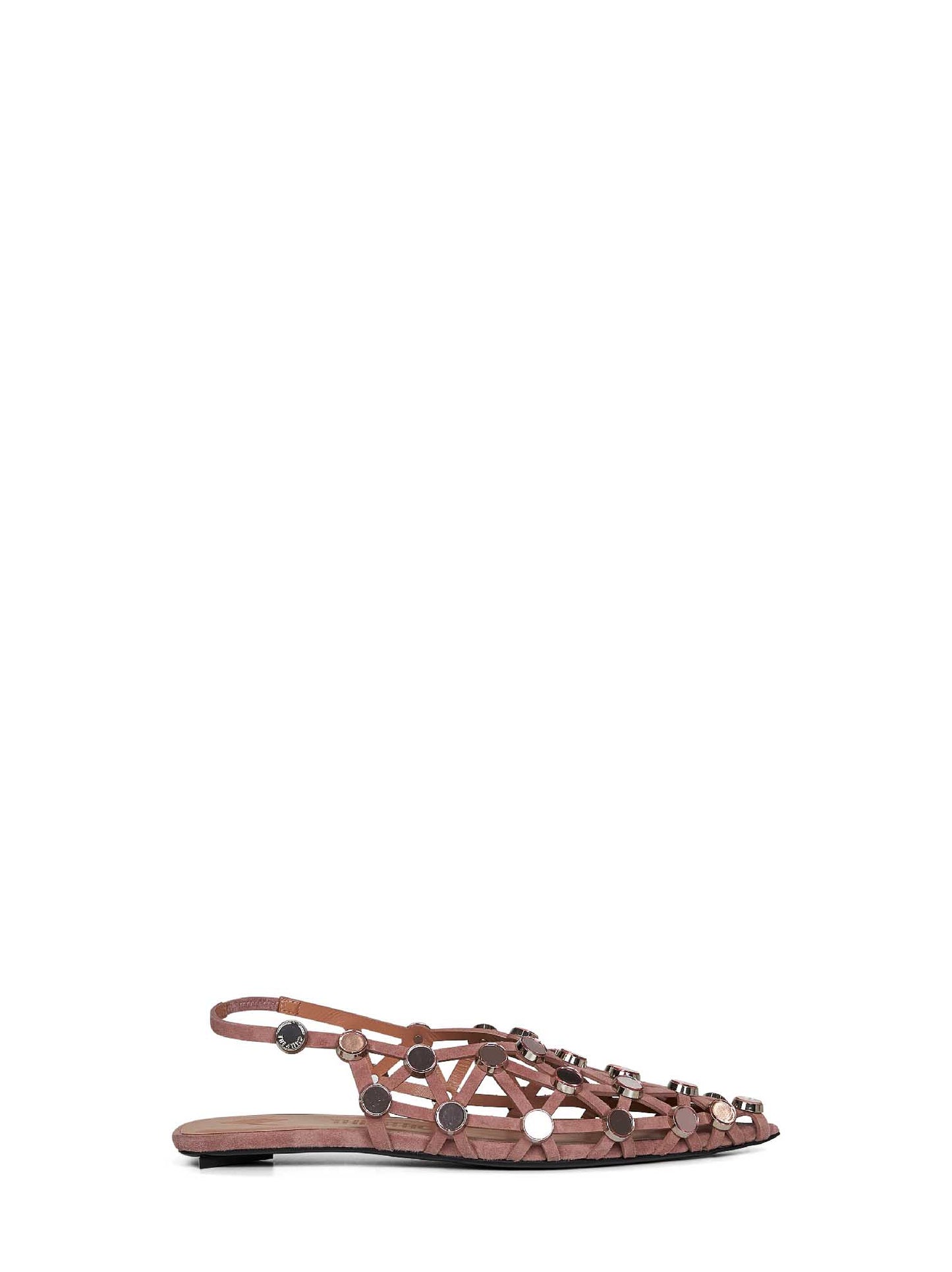 Pink suede "Grid" ballet flats