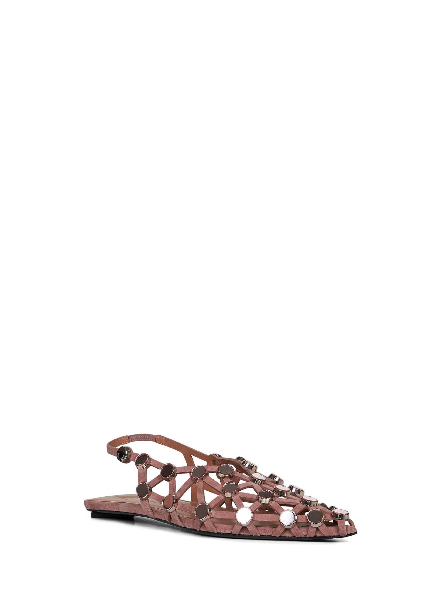 Pink suede "Grid" ballet flats