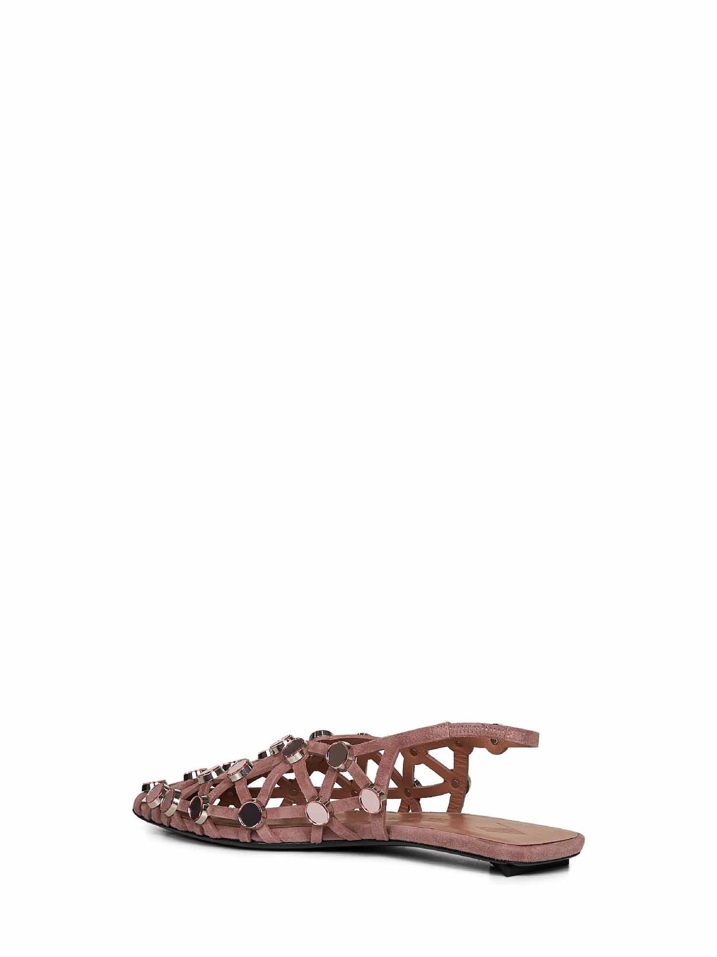 Pink suede "Grid" ballet flats