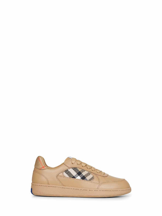 Beige leather and Check Terrace sneakers