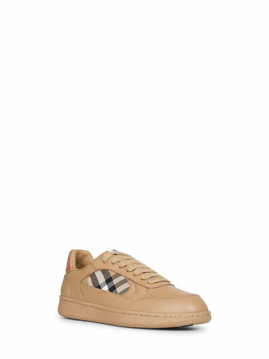 Beige leather and Check Terrace sneakers
