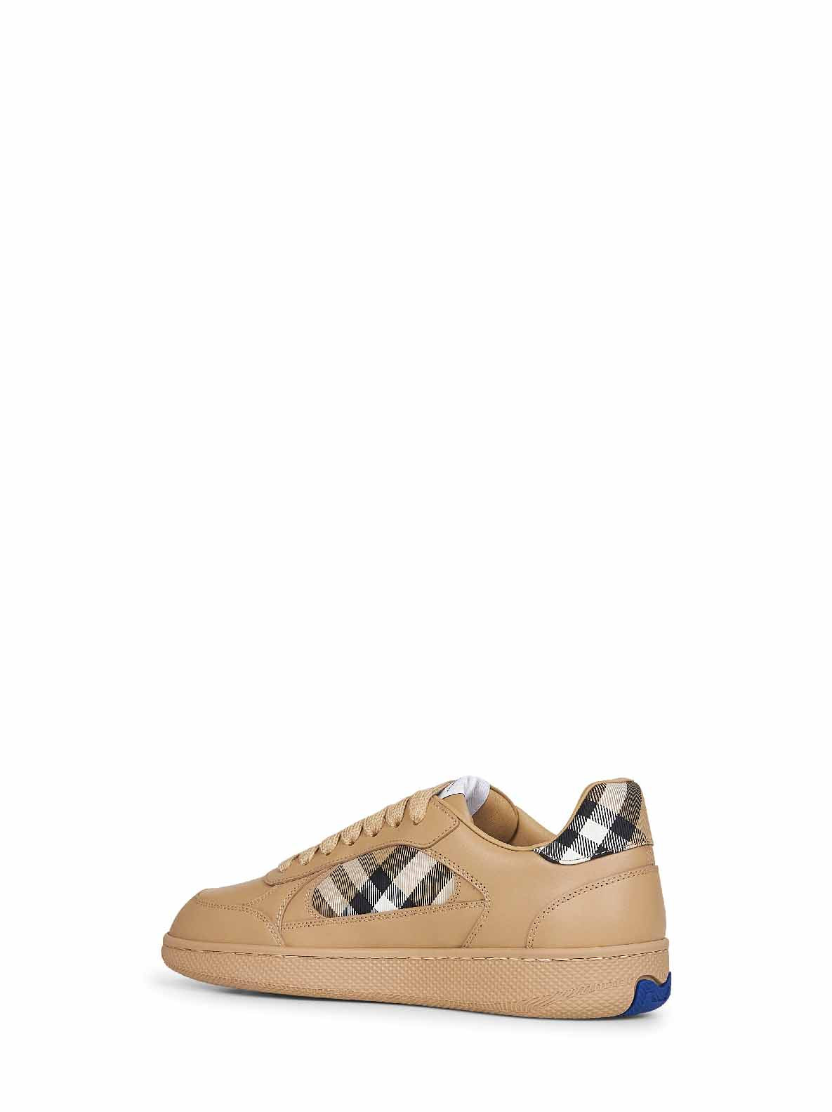 Beige leather and Check Terrace sneakers