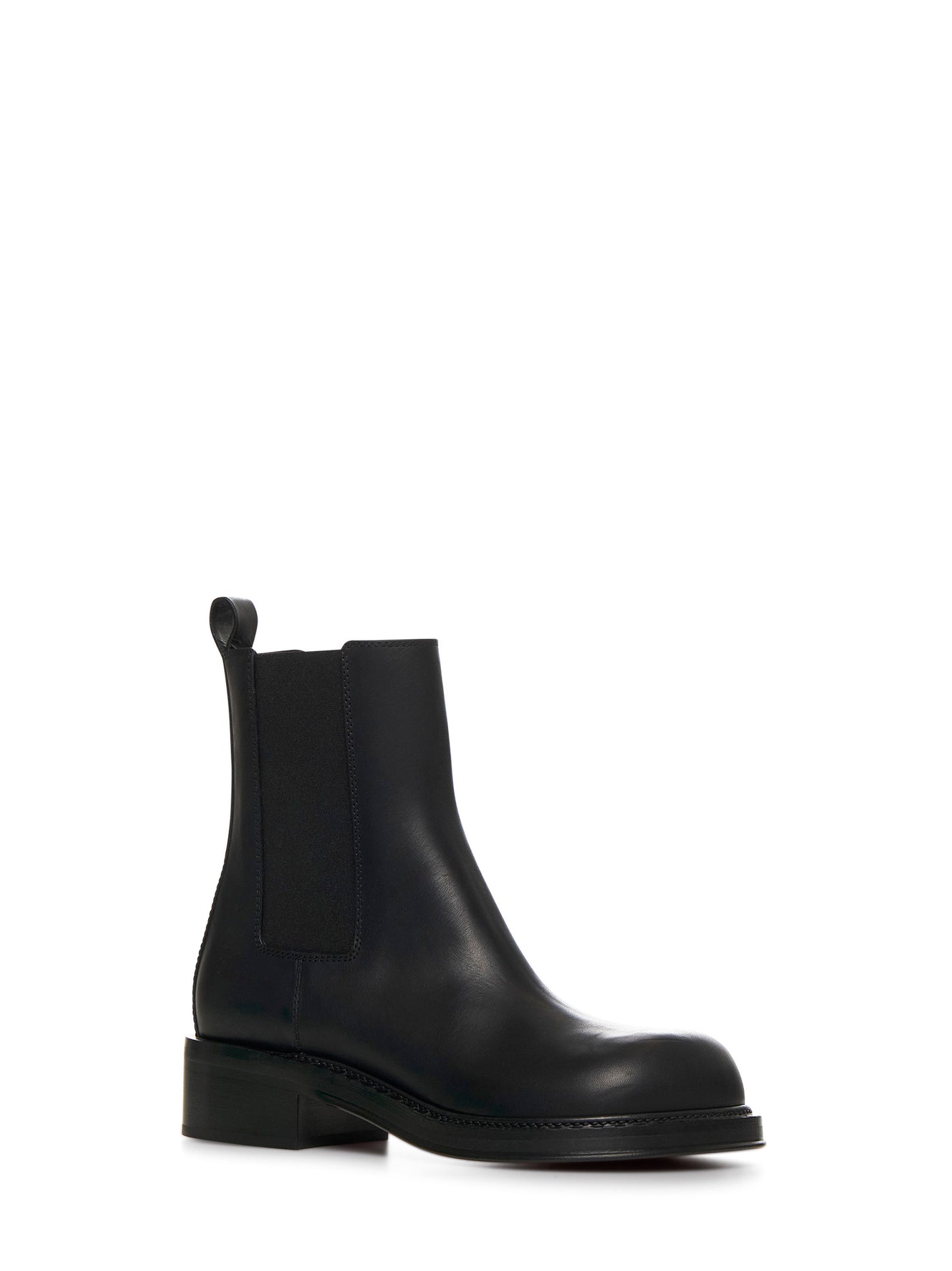 Stivali Chelsea in pelle di vitello con punta dal design voluminoso